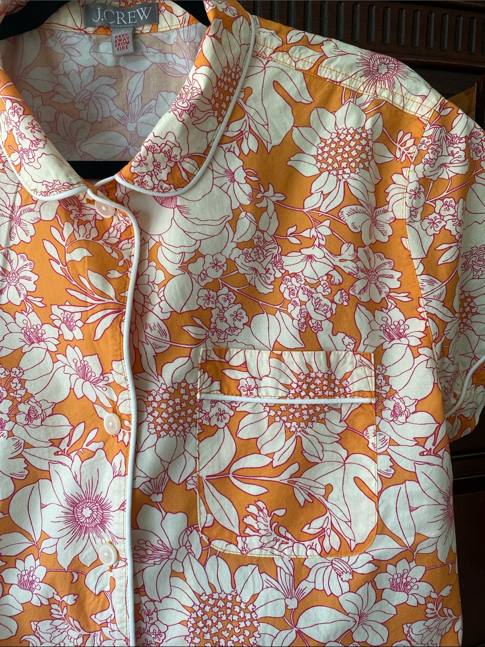 J. Crew Orange Floral Short Pajama Set - Picture 2 of 9